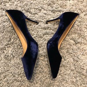 LK Bennett Bianca Navy Velvet Pointed Toe Pump